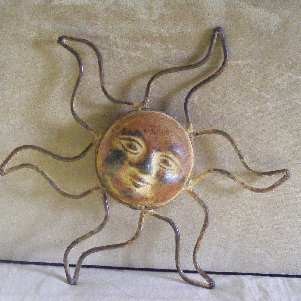 10 Inch Rustic Outdoor Wall Decor "Sun"
